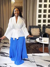 Elegant 2PC Party Set for Women – Belted Batwing Sleeve Top - Line Maxi Dress - Free Delivery Worldwide only at Flexi Africa